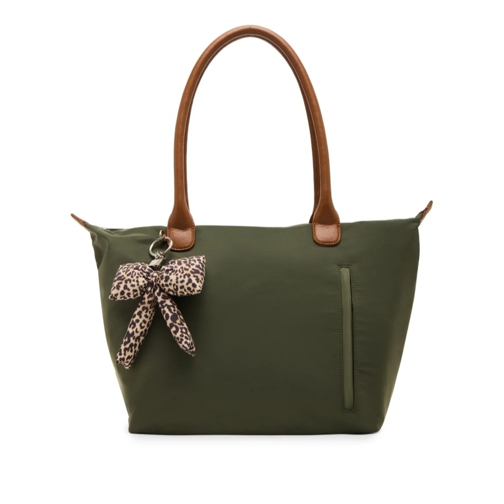 NWT No Boundaries Olive Green Tote Bag | Large Nylon Shoulder Bag Zip Closure - Picture 2 of 9
